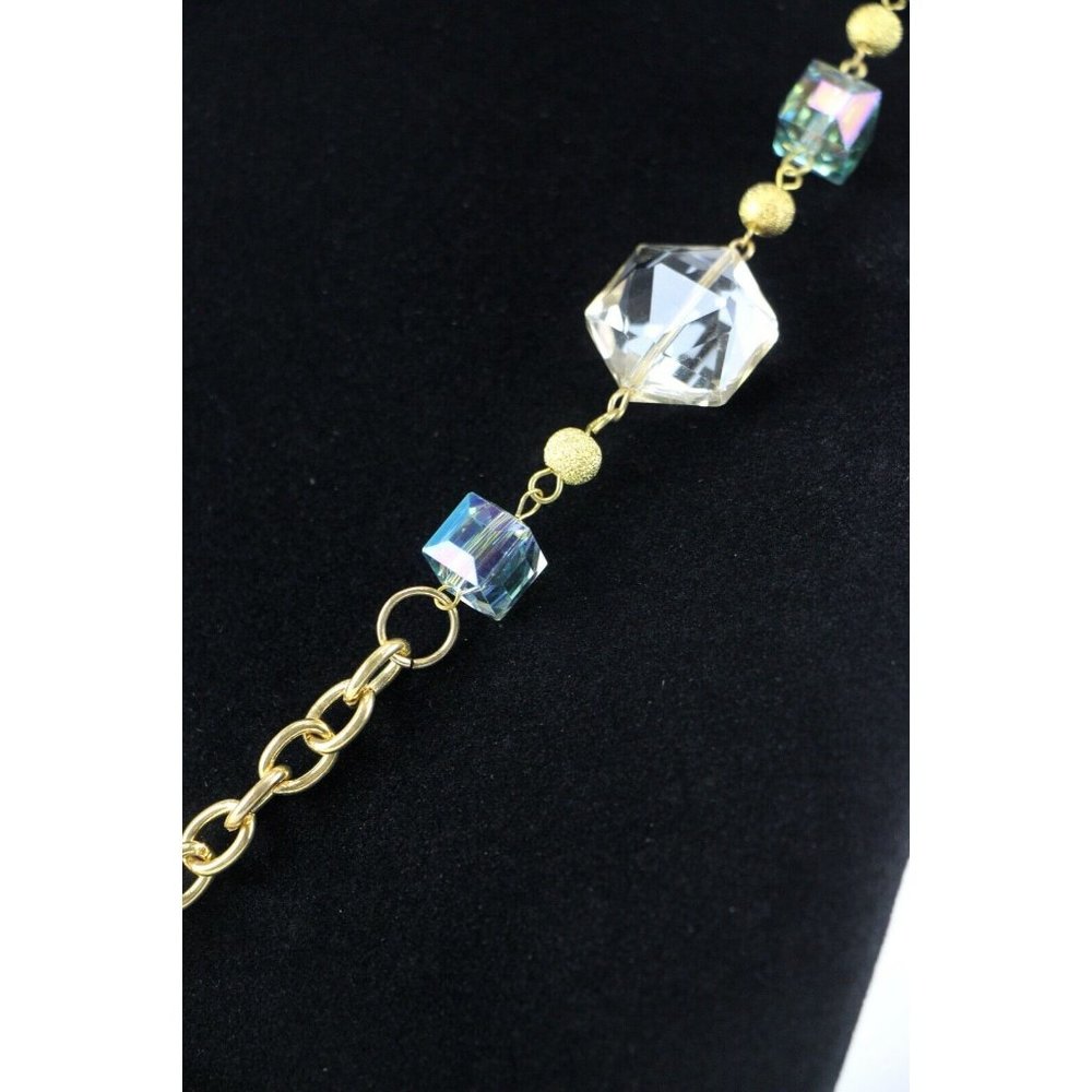 Adjustable 34"-38" Gold Tone Flapper Style Glass Bead Long Necklace - Picture 3 of 6